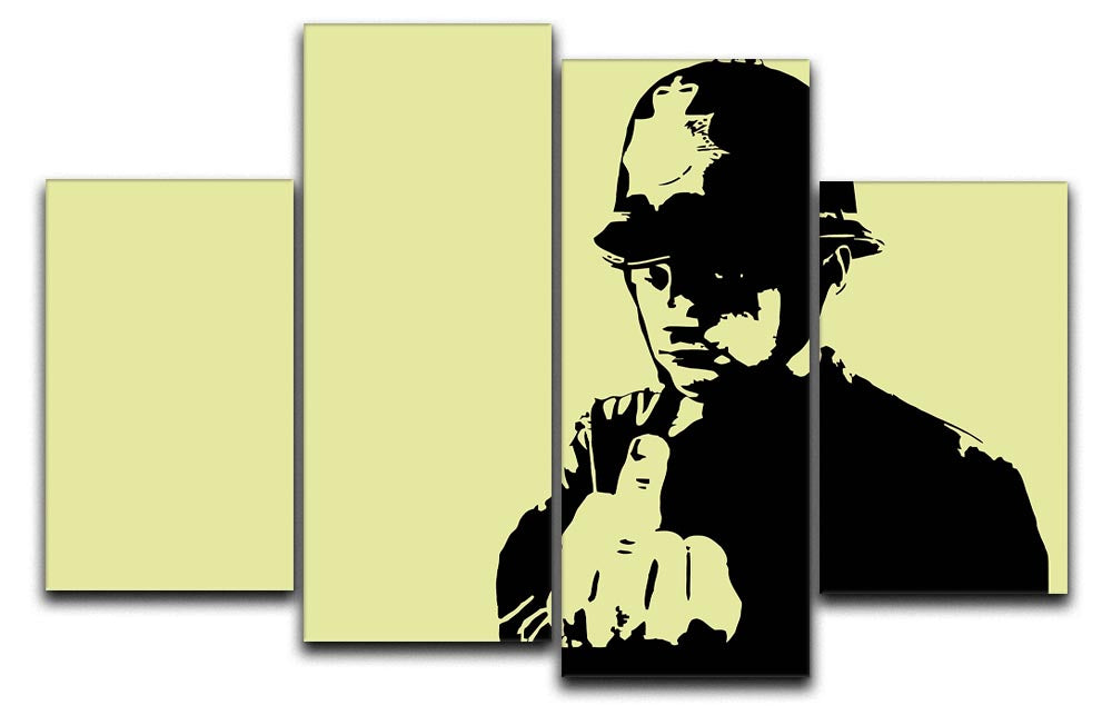 Banksy Rude Policeman Yellow 4 Split Panel Canvas - Canvas Art Rocks - 1