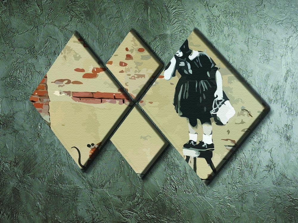 Banksy School Girl Mouse 4 Square Multi Panel Canvas - Canvas Art Rocks - 2