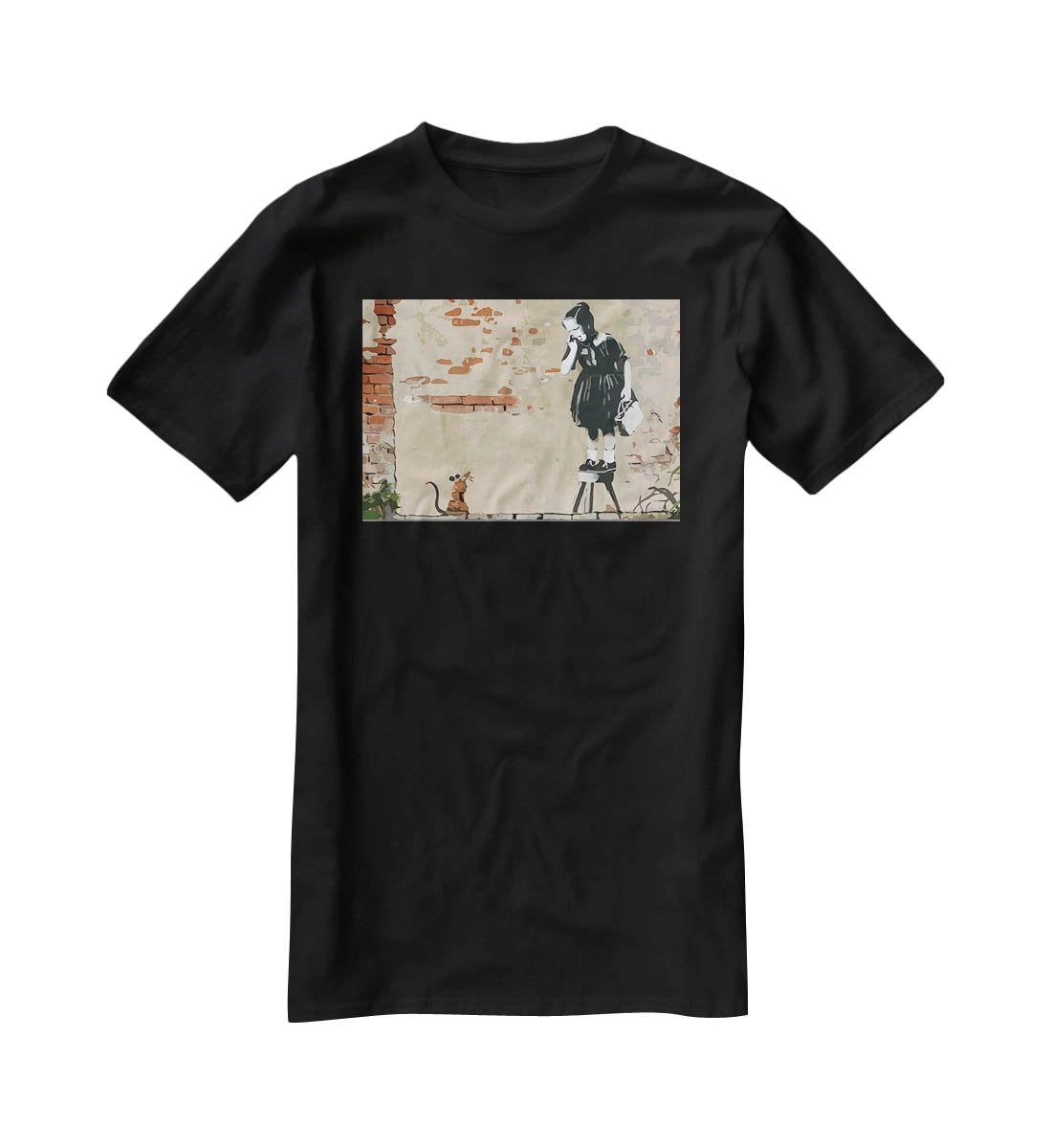 Banksy School Girl Mouse T-Shirt - Canvas Art Rocks - 1