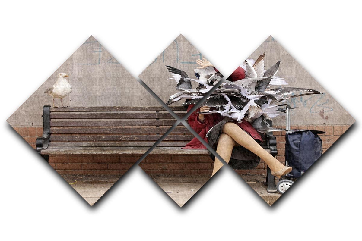 Banksy Seagulls 4 Square Multi Panel Canvas  - Canvas Art Rocks - 1