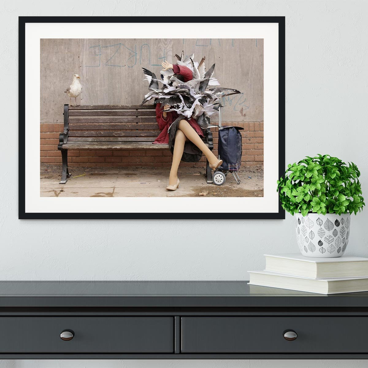 Banksy Seagulls Framed Print - Canvas Art Rocks - 1