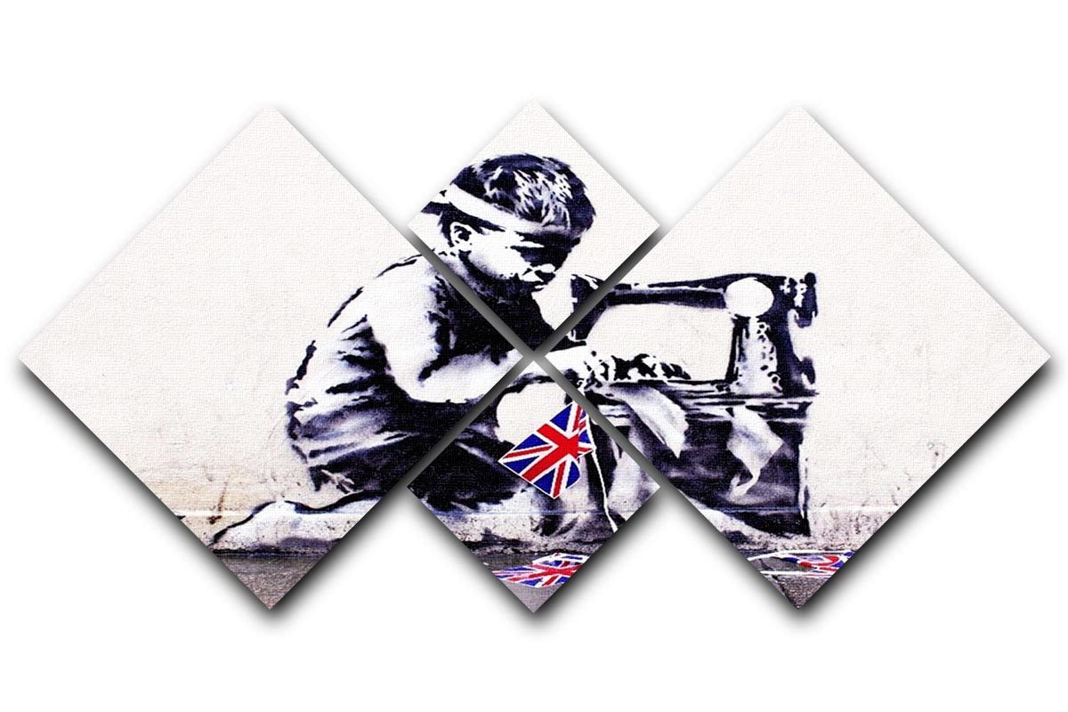 Banksy Slave Labour 4 Square Multi Panel Canvas  - Canvas Art Rocks - 1