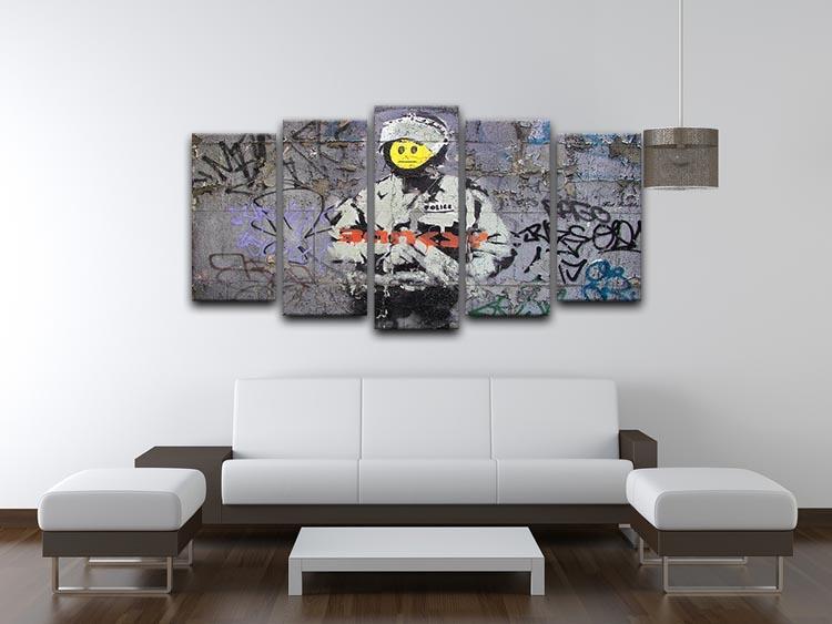Banksy Smiley Riot Cop 5 Split Panel Canvas - Canvas Art Rocks - 3
