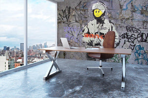 Banksy Smiley Riot Cop Wall Mural Wallpaper - Canvas Art Rocks - 3