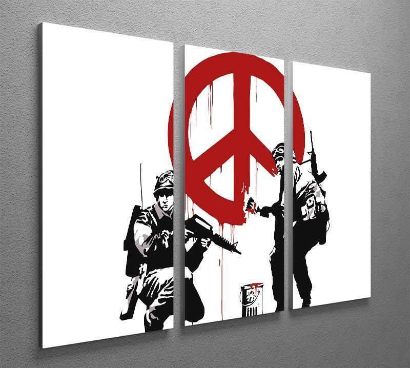 Banksy Soldiers Painting CND Sign 3 Split Panel Canvas Print - Canvas Art Rocks - 4