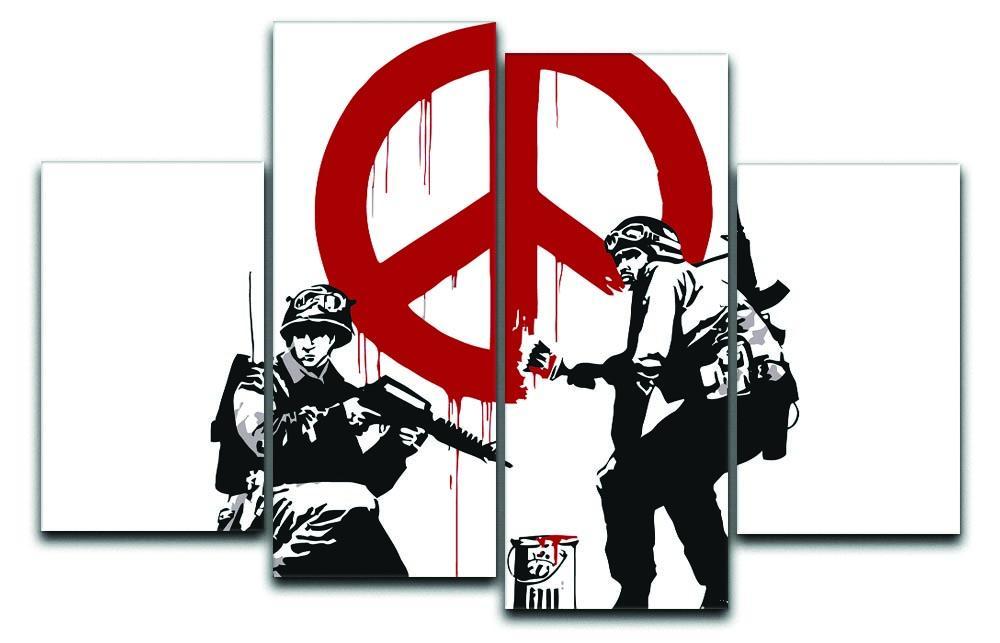 Banksy Soldiers Painting CND Sign 4 Split Panel Canvas  - Canvas Art Rocks - 1