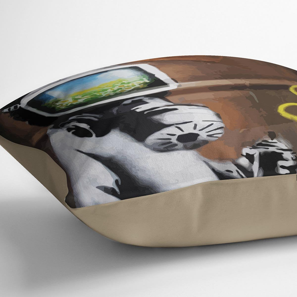 Banksy Sunflower Field Gas Mask Cushion