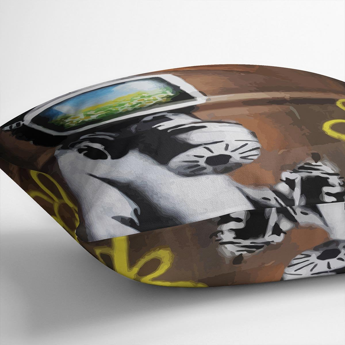 Banksy Sunflower Field Gas Mask Cushion