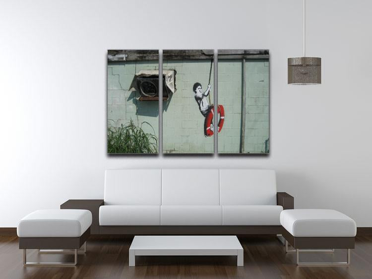 Banksy Swing Boy 3 Split Panel Canvas Print - Canvas Art Rocks
