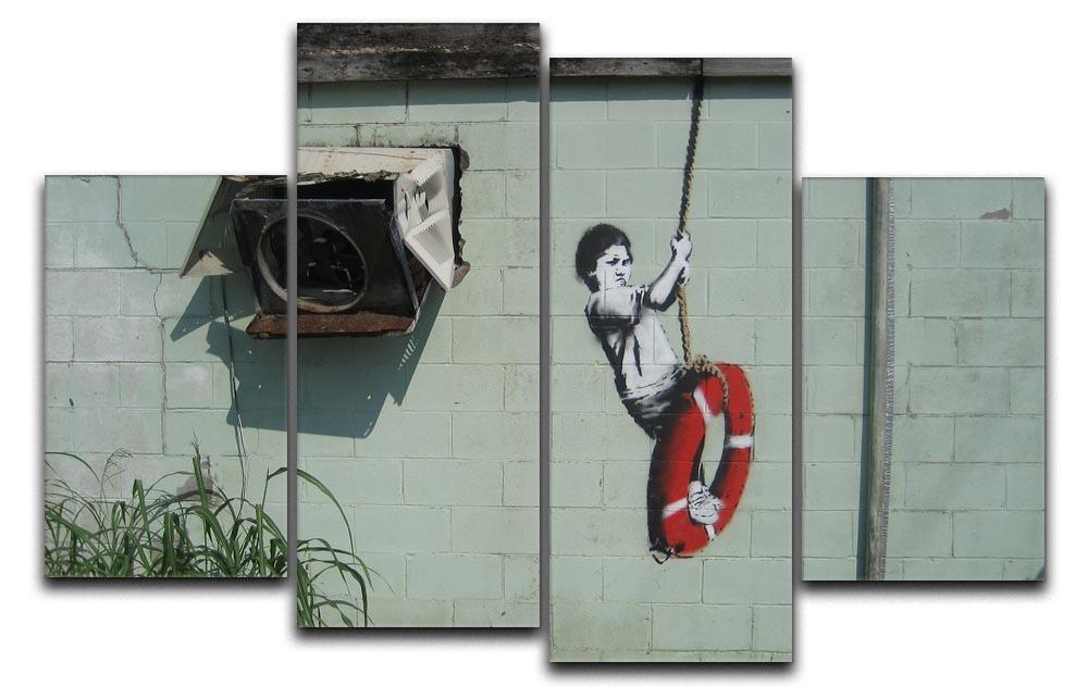 Banksy Swing Boy 4 Split Panel Canvas  - Canvas Art Rocks - 1