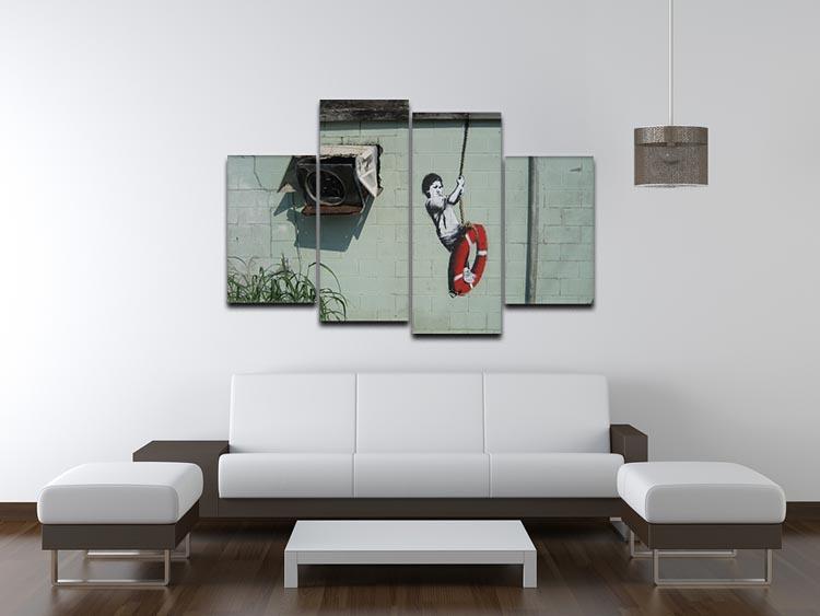 Banksy Swing Boy 4 Split Panel Canvas - Canvas Art Rocks - 3