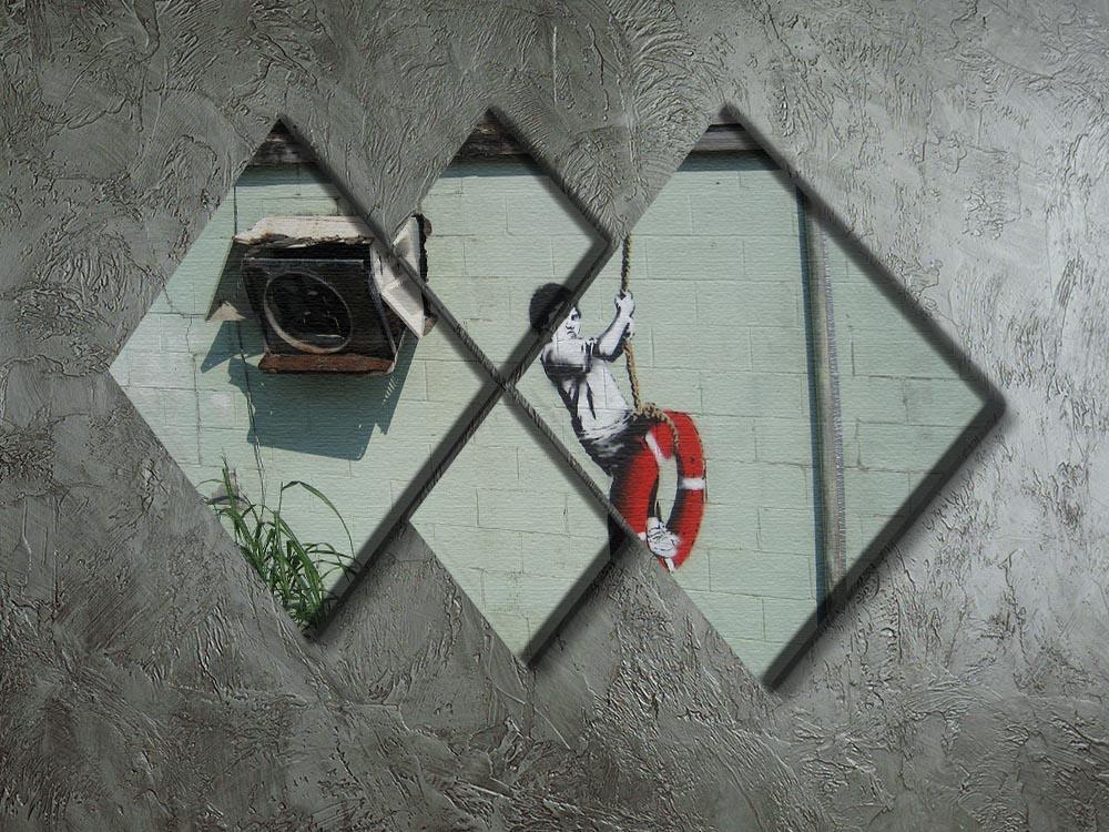 Banksy Swing Boy 4 Square Multi Panel Canvas - Canvas Art Rocks - 2