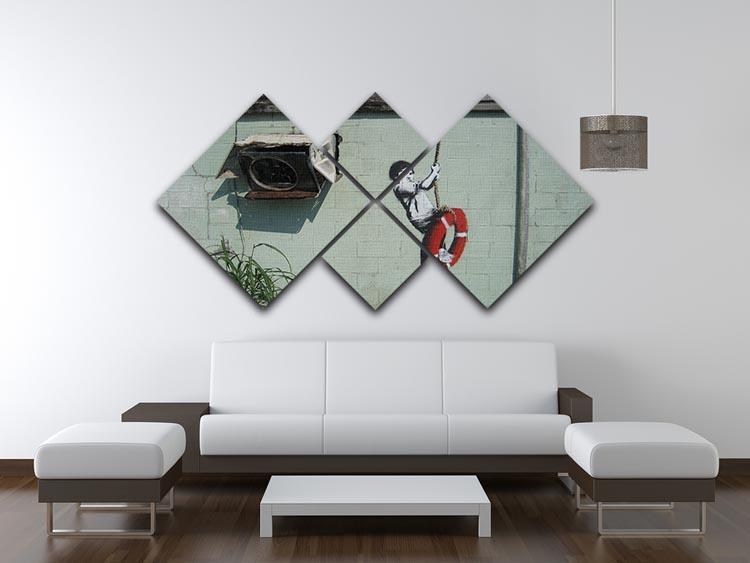 Banksy Swing Boy 4 Square Multi Panel Canvas - Canvas Art Rocks - 3