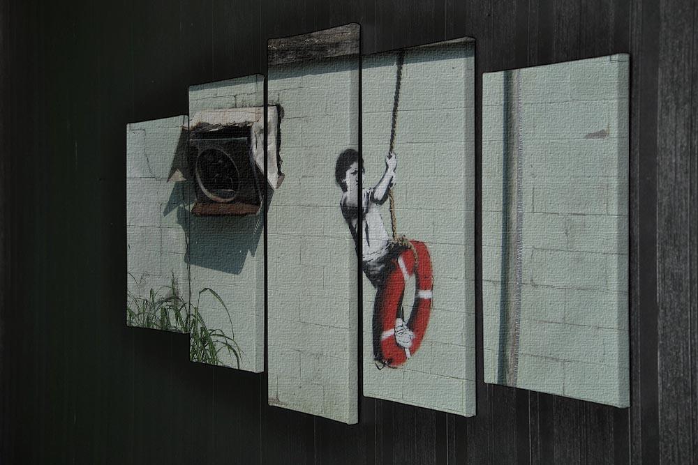 Banksy Swing Boy 5 Split Panel Canvas - Canvas Art Rocks - 2