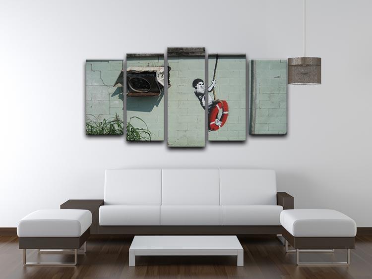 Banksy Swing Boy 5 Split Panel Canvas - Canvas Art Rocks - 3