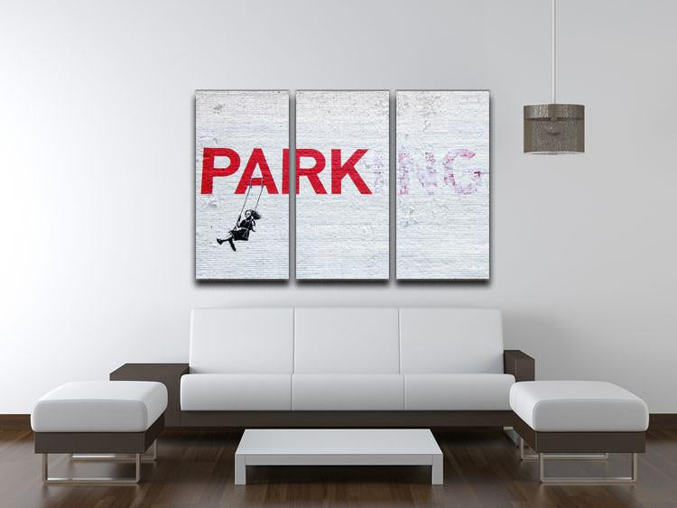 Banksy Swing Girl 3 Split Panel Canvas Print - Canvas Art Rocks
