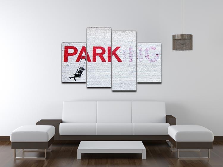 Banksy Swing Girl 4 Split Panel Canvas - Canvas Art Rocks - 3