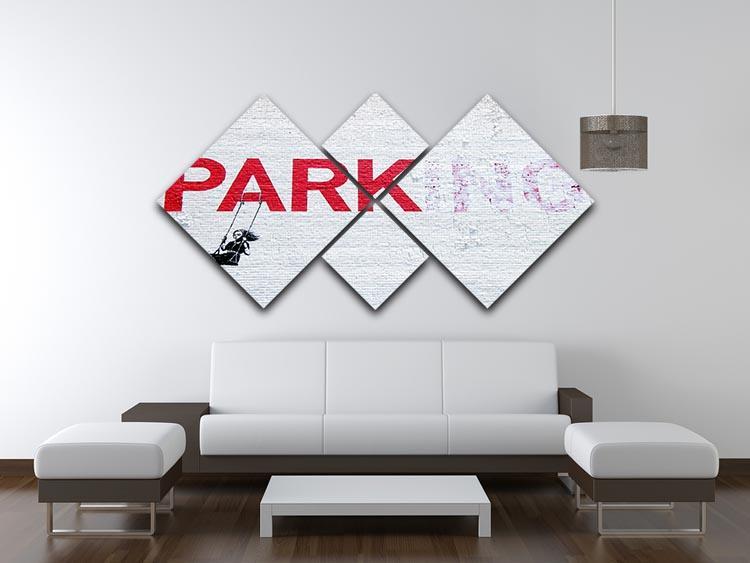 Banksy Swing Girl 4 Square Multi Panel Canvas - Canvas Art Rocks - 3