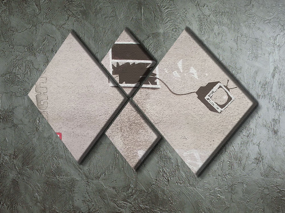 Banksy TV Through Window 4 Square Multi Panel Canvas - Canvas Art Rocks - 2