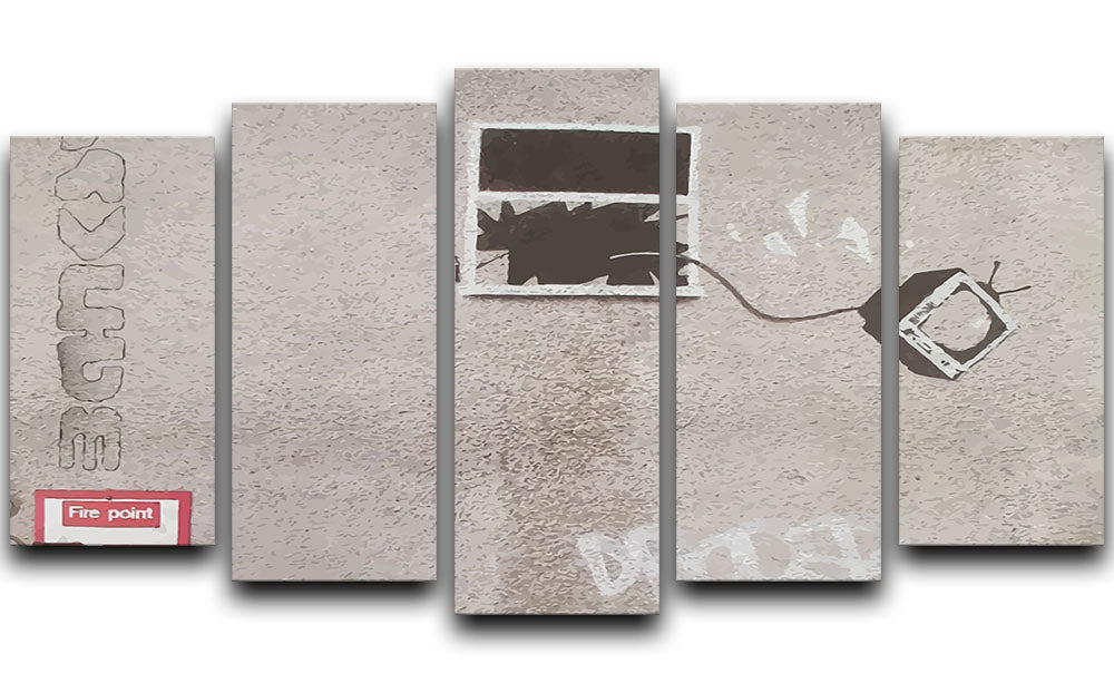 Banksy TV Through Window 5 Split Panel Canvas - Canvas Art Rocks - 1