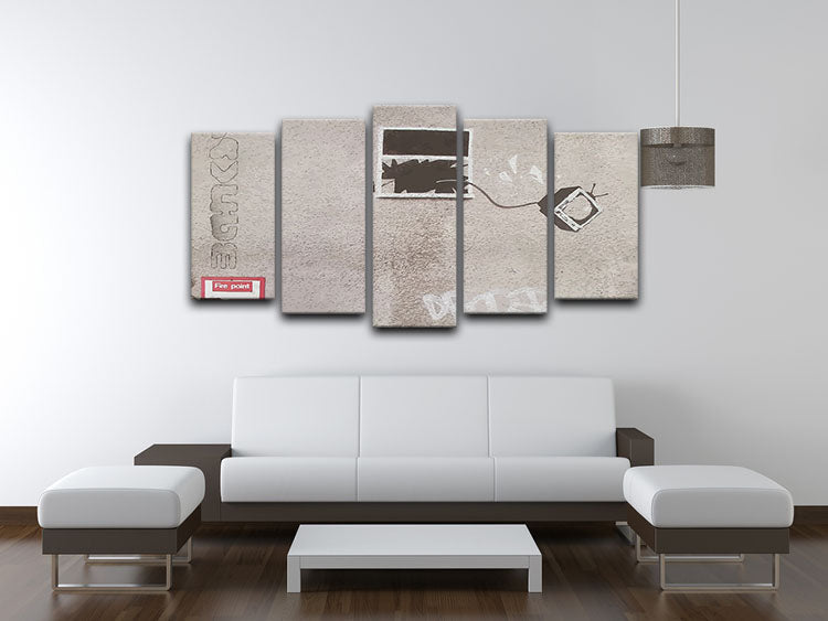 Banksy TV Through Window 5 Split Panel Canvas - Canvas Art Rocks - 3