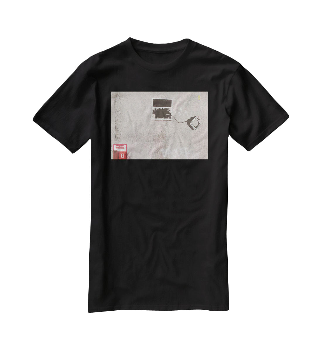 Banksy TV Through Window T-Shirt - Canvas Art Rocks - 1