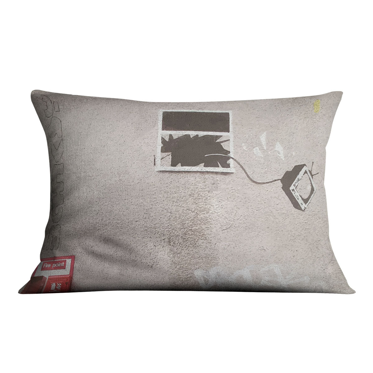 Banksy TV Through Window Cushion - Canvas Art Rocks - 4