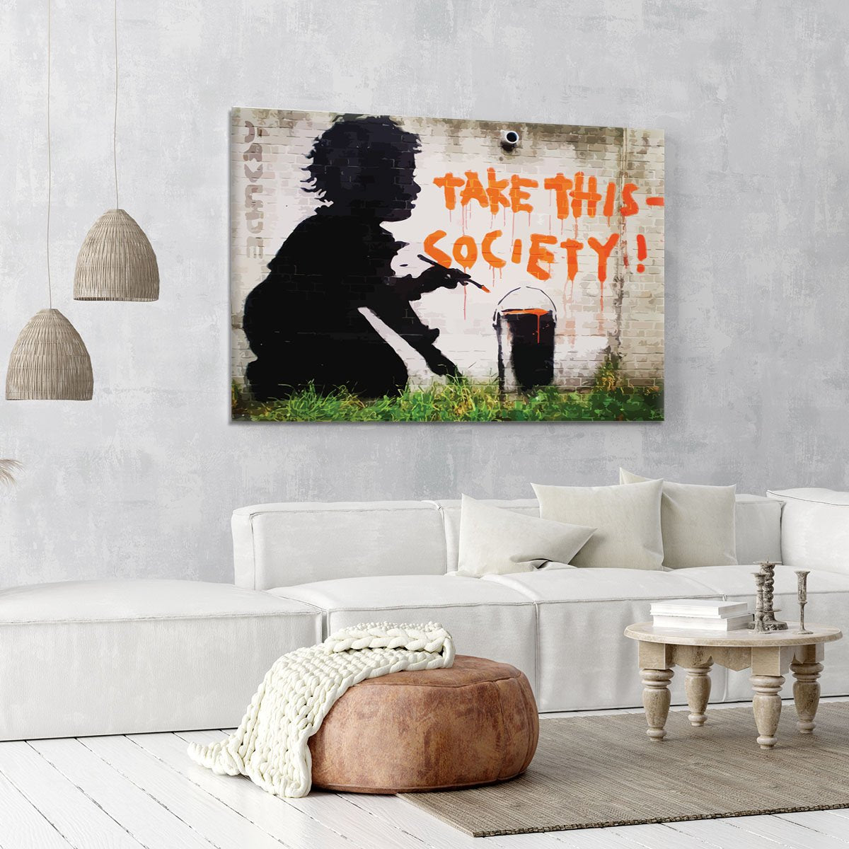 Banksy Take This Society Canvas Print or Poster