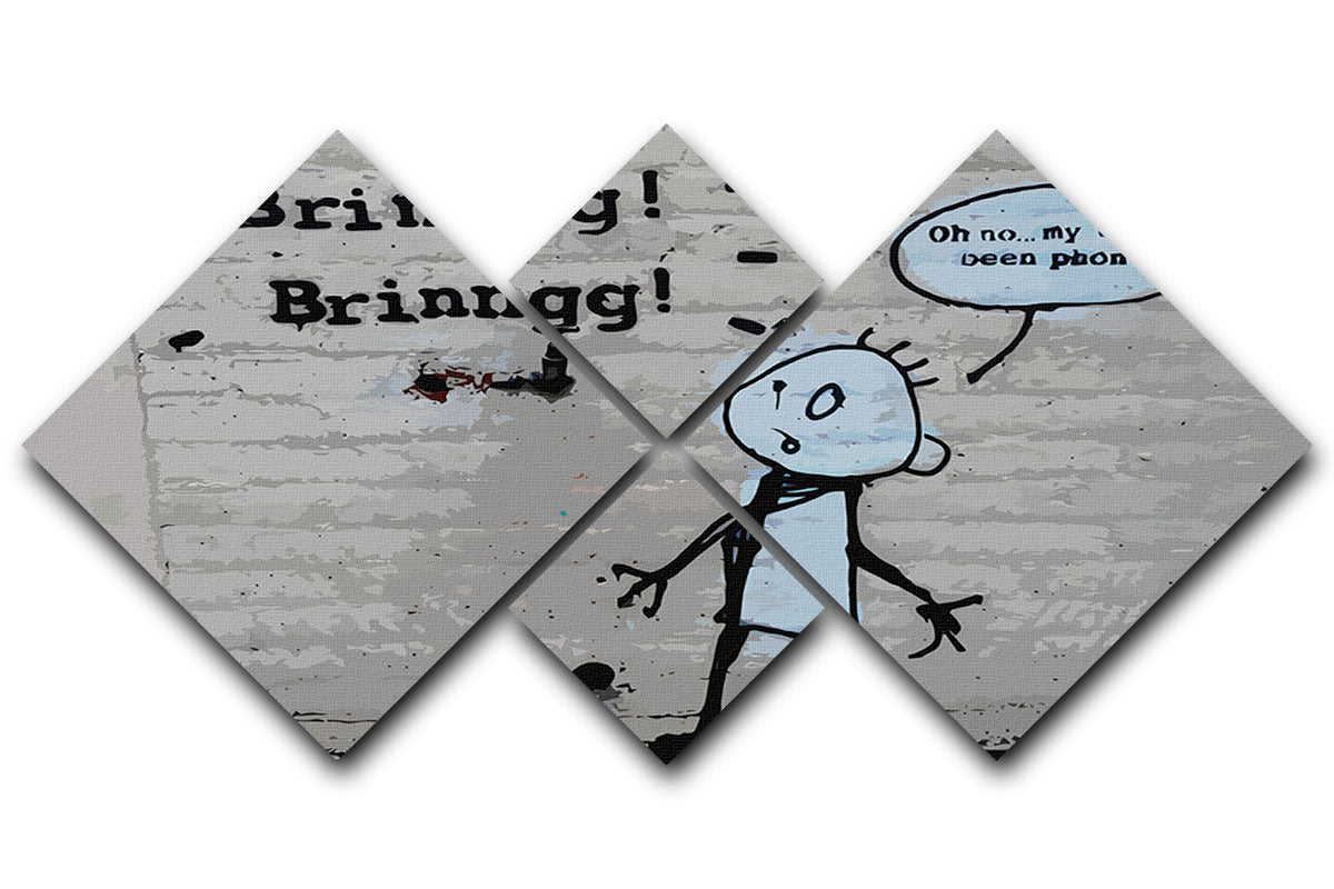 Banksy Tap Phoned 4 Square Multi Panel Canvas - Canvas Art Rocks - 1