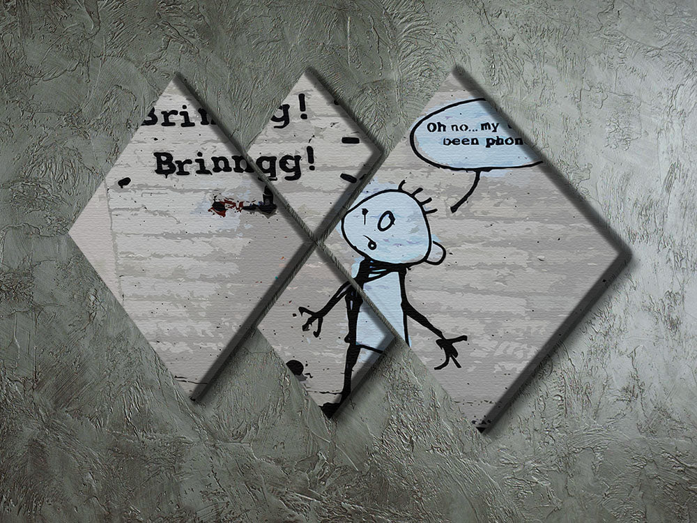 Banksy Tap Phoned 4 Square Multi Panel Canvas - Canvas Art Rocks - 2