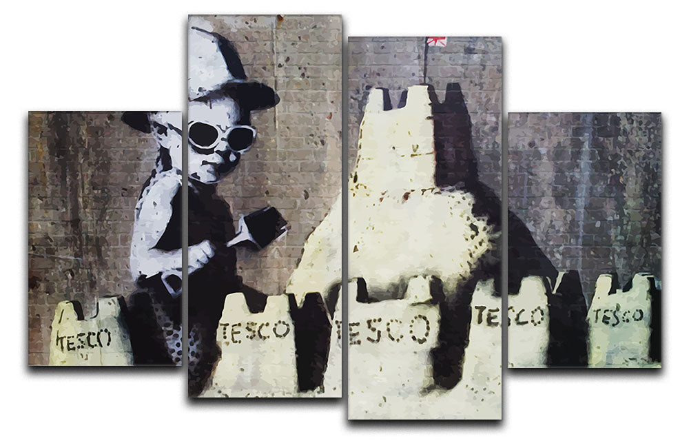 Banksy Tesco Sandcastle 4 Split Panel Canvas - Canvas Art Rocks - 1