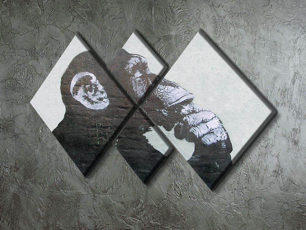 Banksy The Thinker Monkey 4 Square Multi Panel Canvas - Canvas Art Rocks - 2