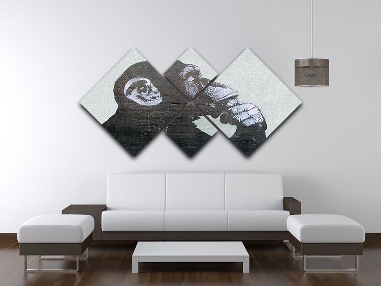 Banksy The Thinker Monkey 4 Square Multi Panel Canvas - Canvas Art Rocks - 3