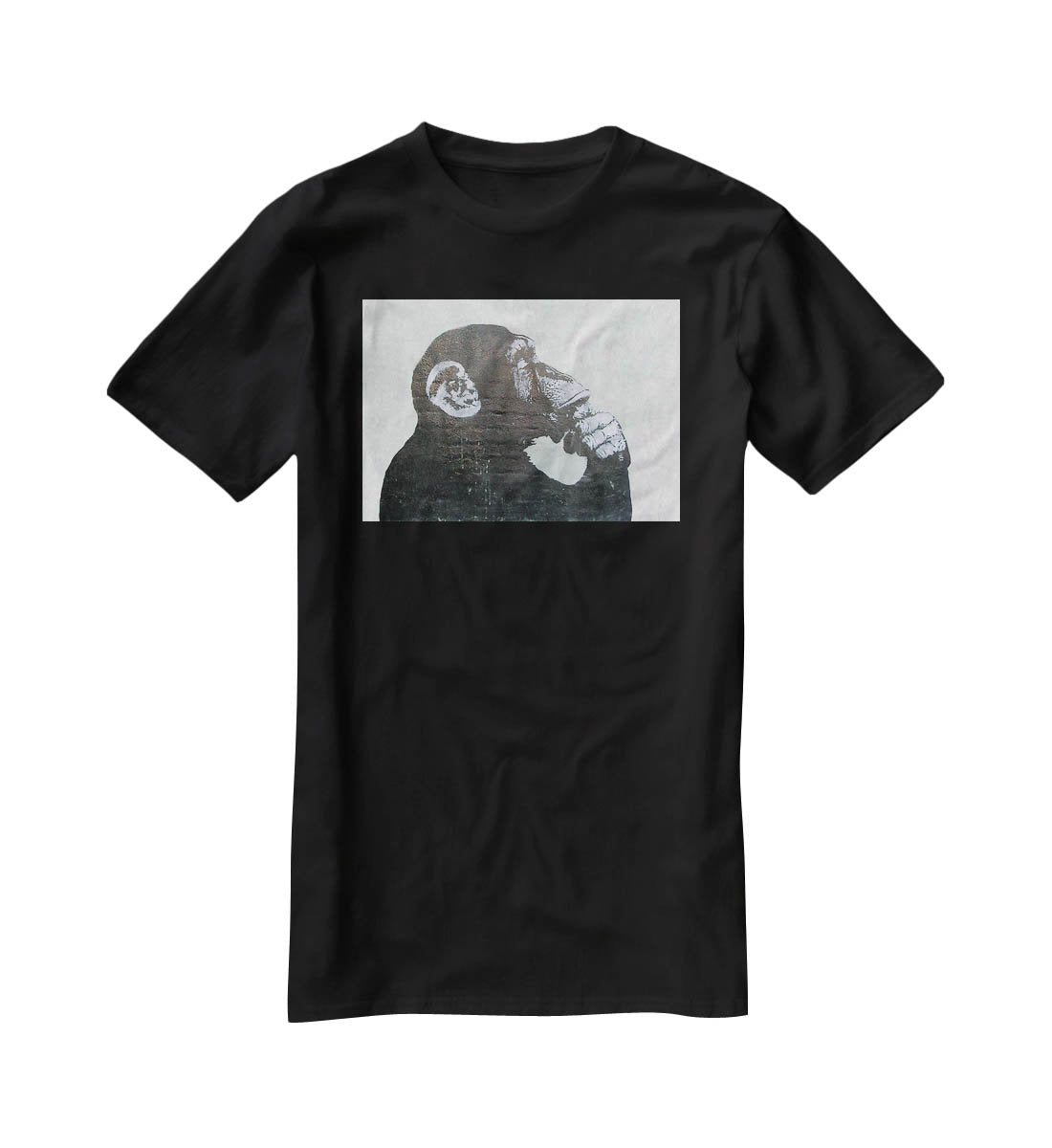 Banksy The Thinker Monkey T-Shirt - Canvas Art Rocks - 1