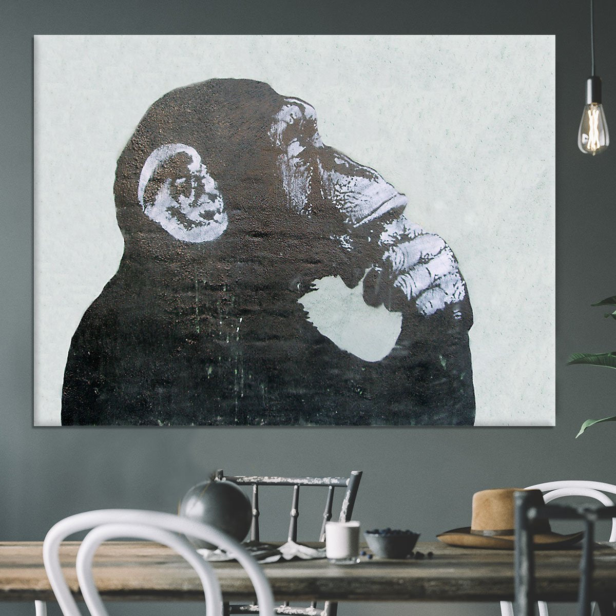 Banksy The Thinker Monkey Canvas Print or Poster