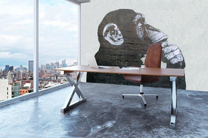 Banksy The Thinker Monkey Wall Mural Wallpaper - Canvas Art Rocks - 3