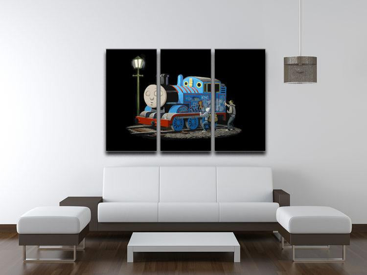 Banksy Thomas the Tank Engine 3 Split Panel Canvas Print - Canvas Art Rocks