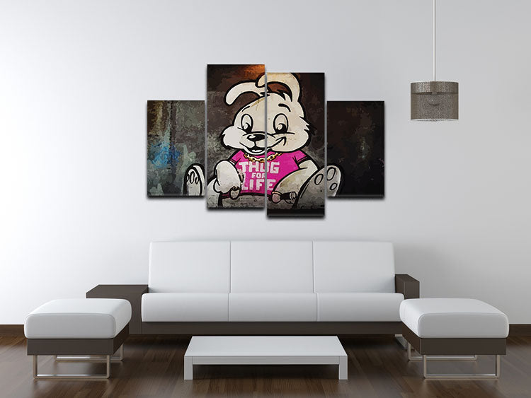 Banksy Thug For Life Bunny 4 Split Panel Canvas - Canvas Art Rocks - 3