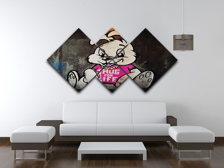 Banksy Thug For Life Bunny 4 Square Multi Panel Canvas - Canvas Art Rocks - 3