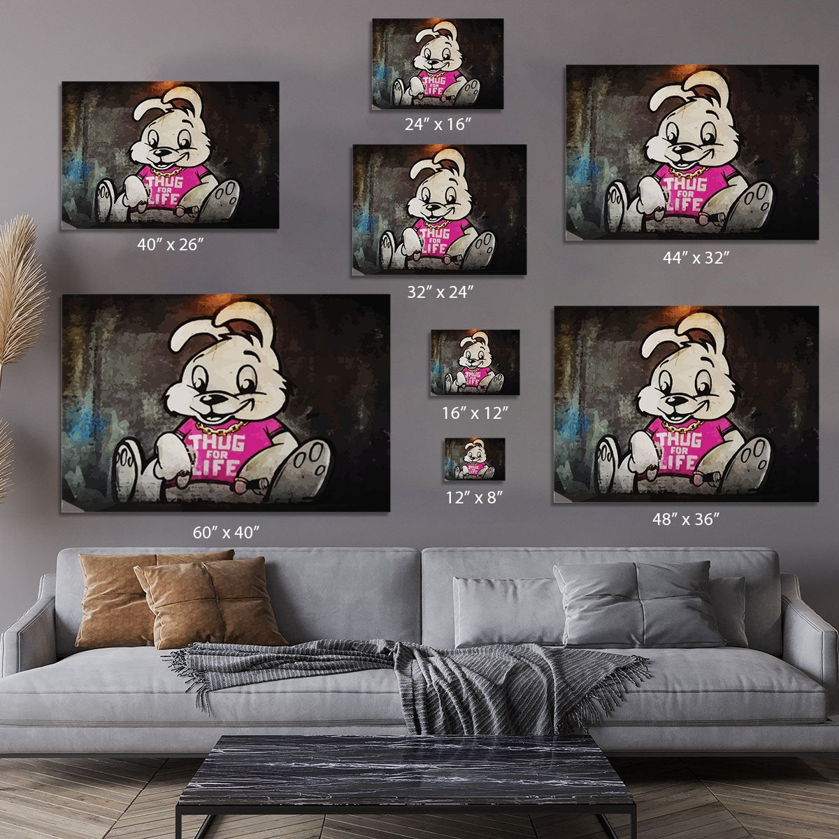 Banksy Thug For Life Bunny Canvas Print or Poster