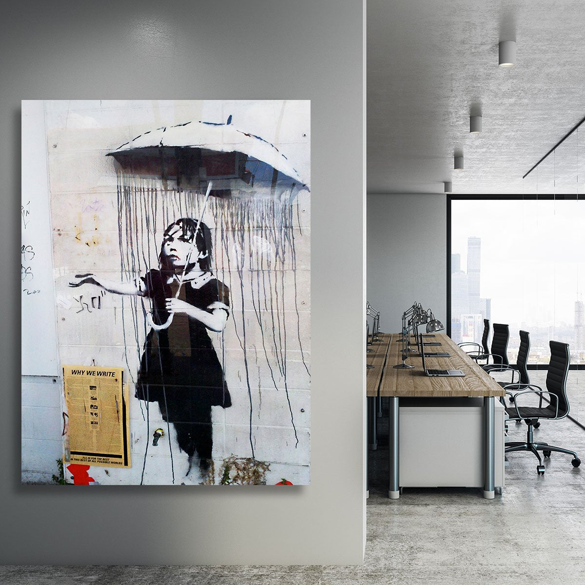 Banksy Umbrella Girl Canvas Print or Poster