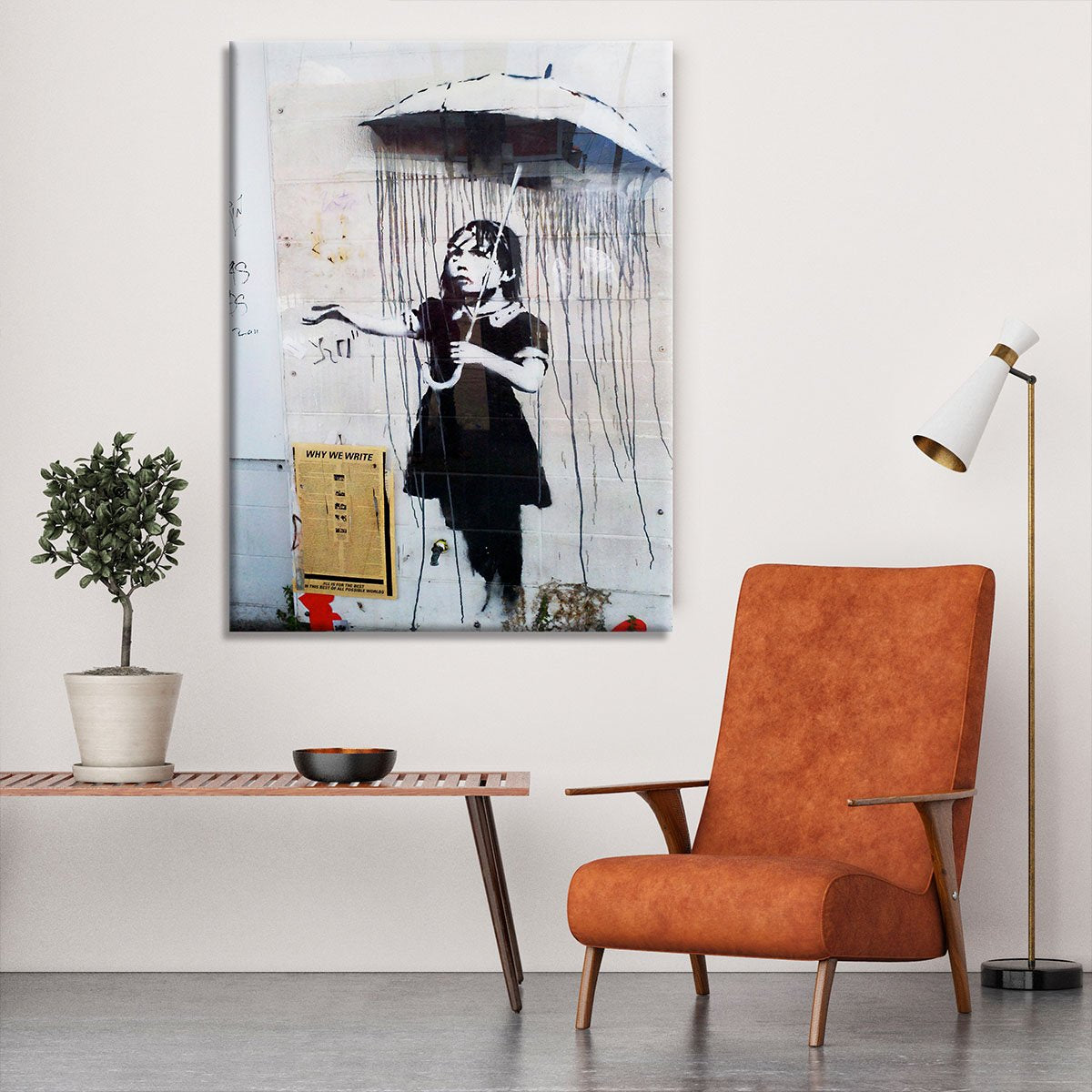 Banksy Umbrella Girl Canvas Print or Poster