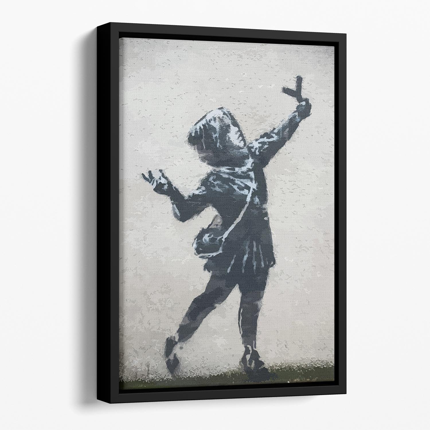 Banksy Valentines Day Marsh Lane Floating Framed Canvas - Canvas Art Rocks - 1