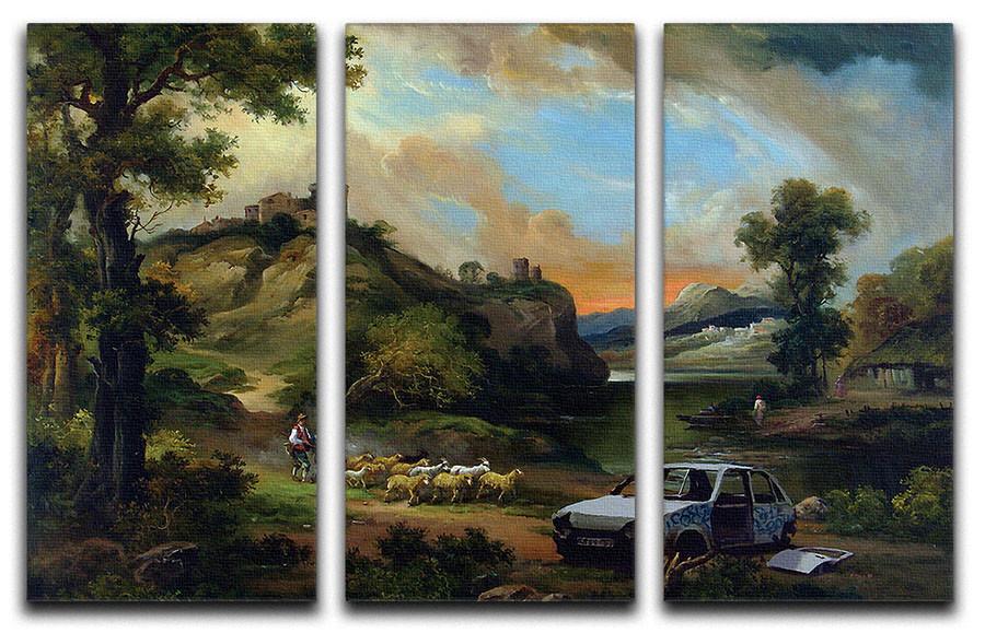 Banksy Vandalised Car 3 Split Panel Canvas Print - Canvas Art Rocks