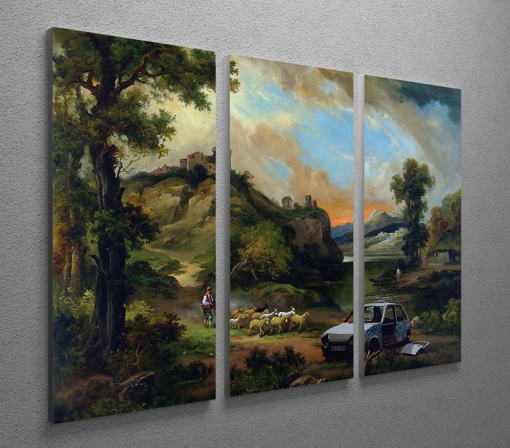 Banksy Vandalised Car 3 Split Panel Canvas Print - Canvas Art Rocks