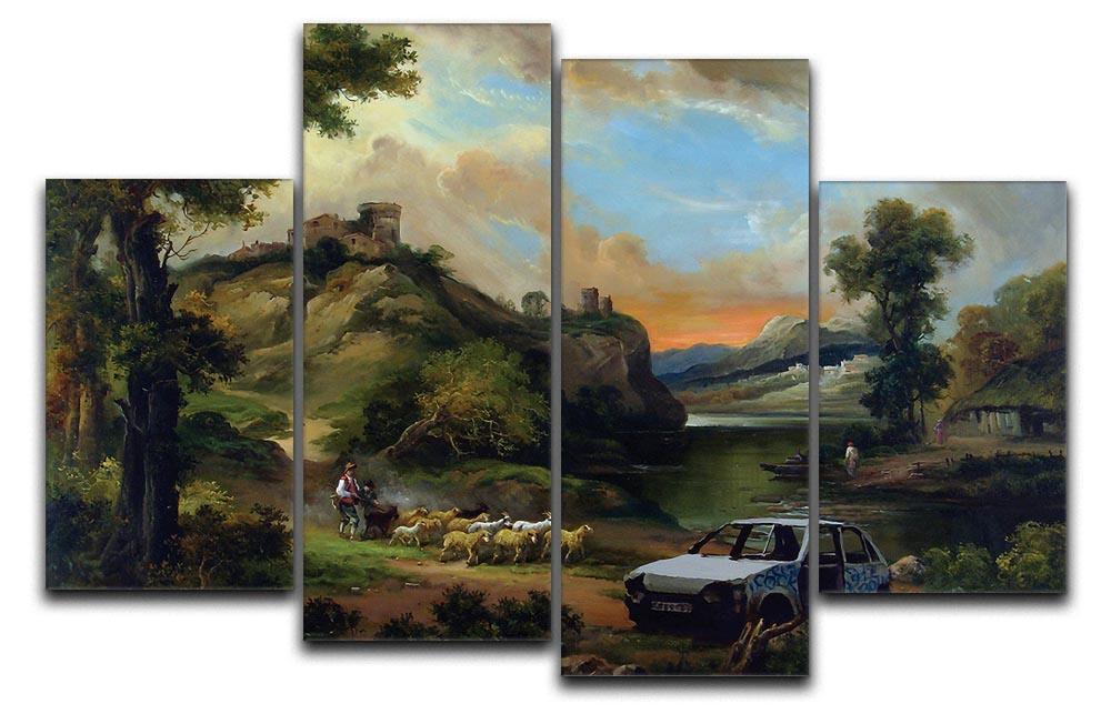 Banksy Vandalised Car 4 Split Panel Canvas  - Canvas Art Rocks - 1