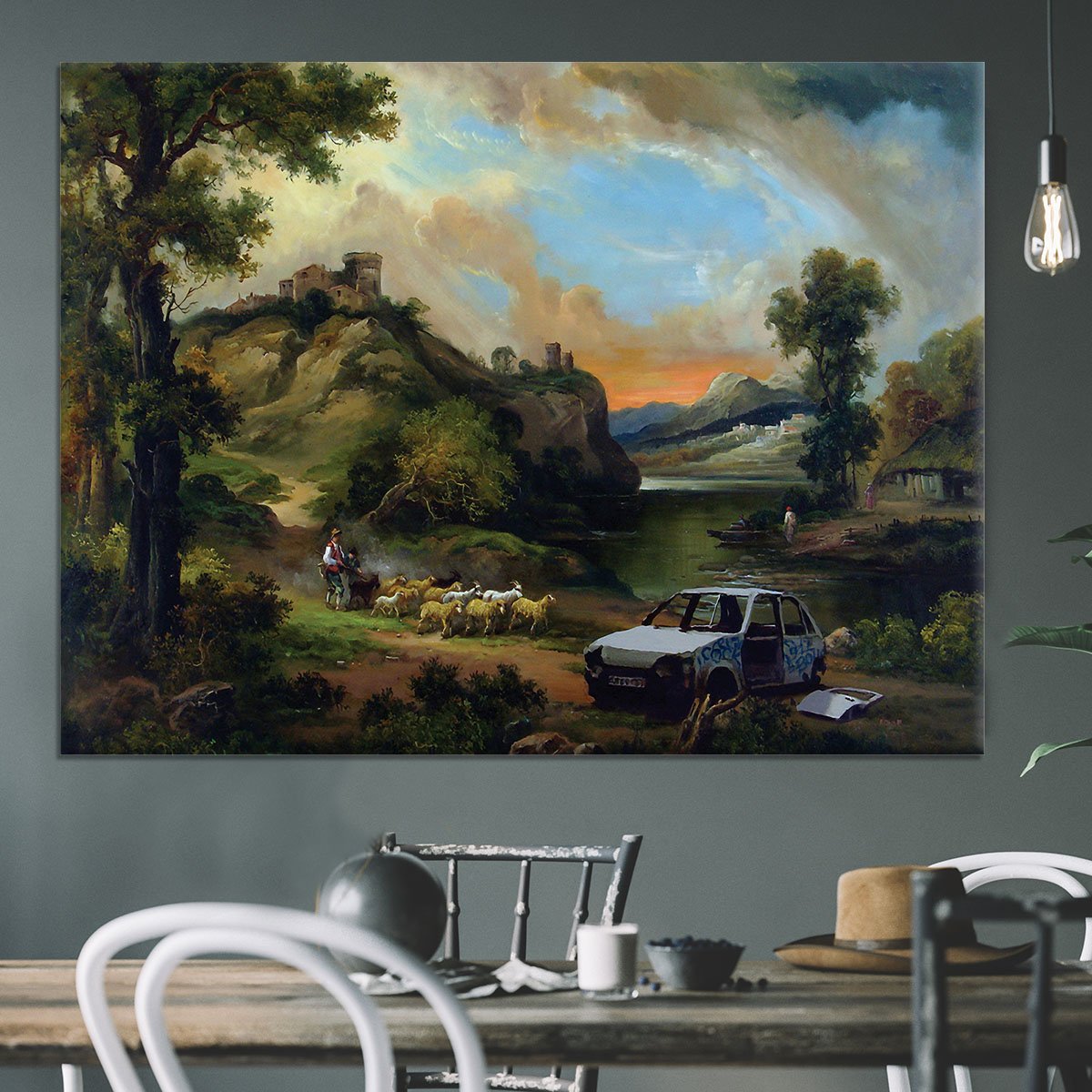 Banksy Vandalised Car Canvas Print or Poster