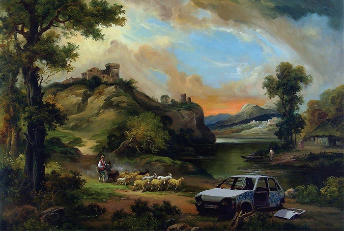 Banksy Vandalised Car Wall Mural Wallpaper
