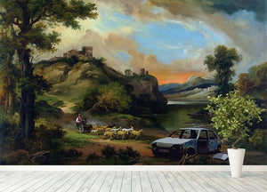 Banksy Vandalised Car Wall Mural Wallpaper - Canvas Art Rocks - 4