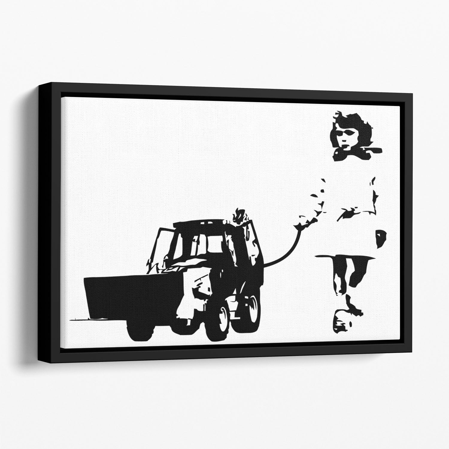 Banksy Walking The Cat Floating Framed Canvas